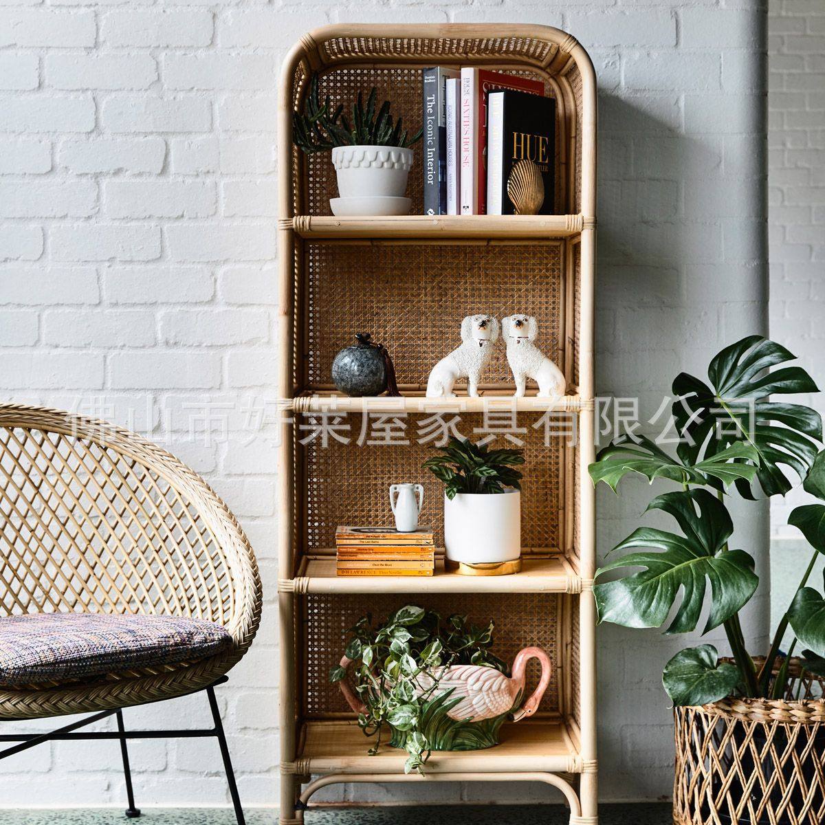 藤编书架天然印尼玛瑙藤手工置物架简约日式编织收纳架,电子元器件市场,电线扎带/束线带,淘宝优惠券,粉丝福利购,淘宝优惠卷