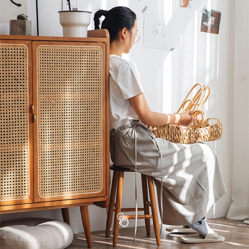 北欧实木鞋柜简约现代家用口藤编收纳柜厅储物柜厨房餐边柜子,电子元器件市场,电线扎带/束线带,淘宝优惠券,粉丝福利购,淘宝优惠卷