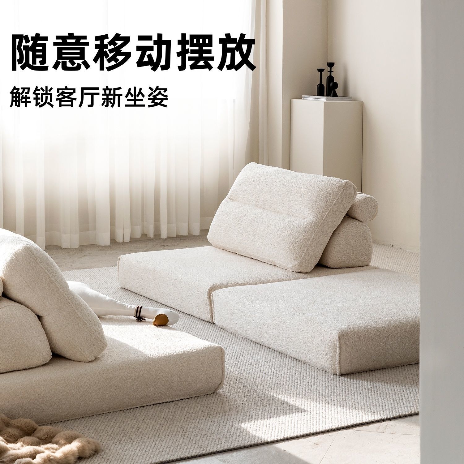 布艺可躺沙发床可拆洗小户型午休