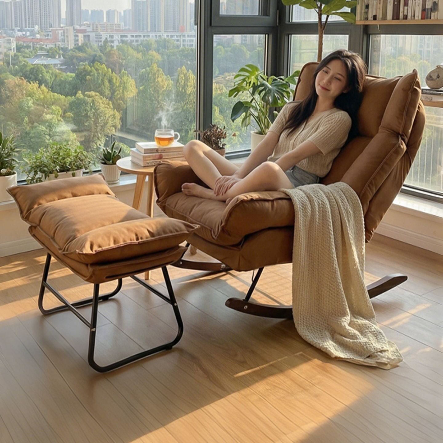 摇摇椅可调节大人躺椅客厅家用午休椅阳台休闲椅新款金属其它其他