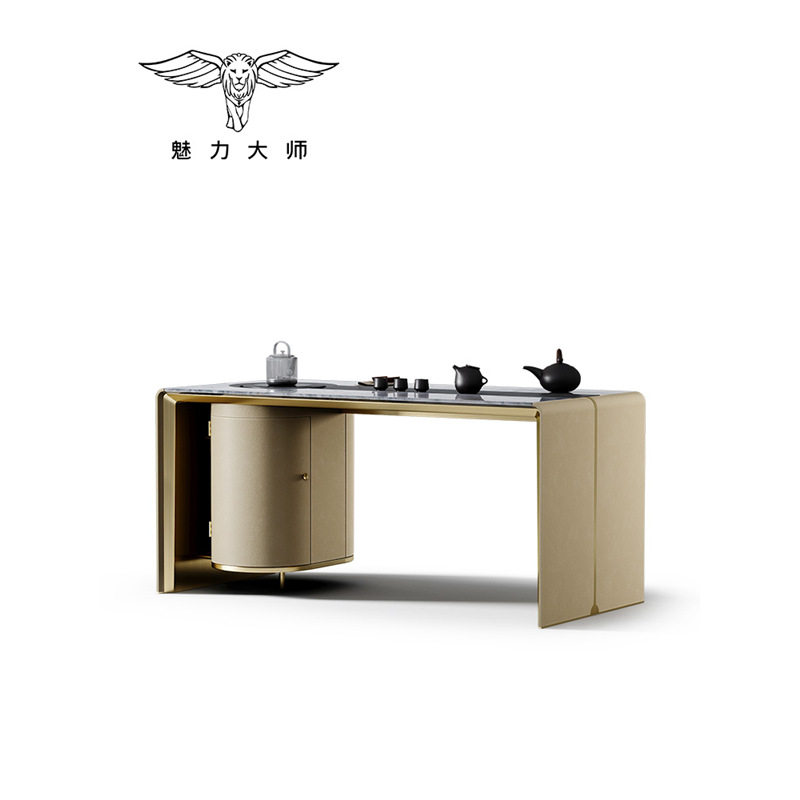 魅力大师昆仑茶桌轻奢现代高级感茶台天然奢石茶台茶桌烧水壶一体