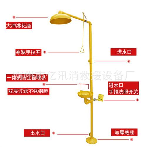 立式工业防腐蚀ABS工程塑料洗眼器不锈钢防冻复合紧急喷淋