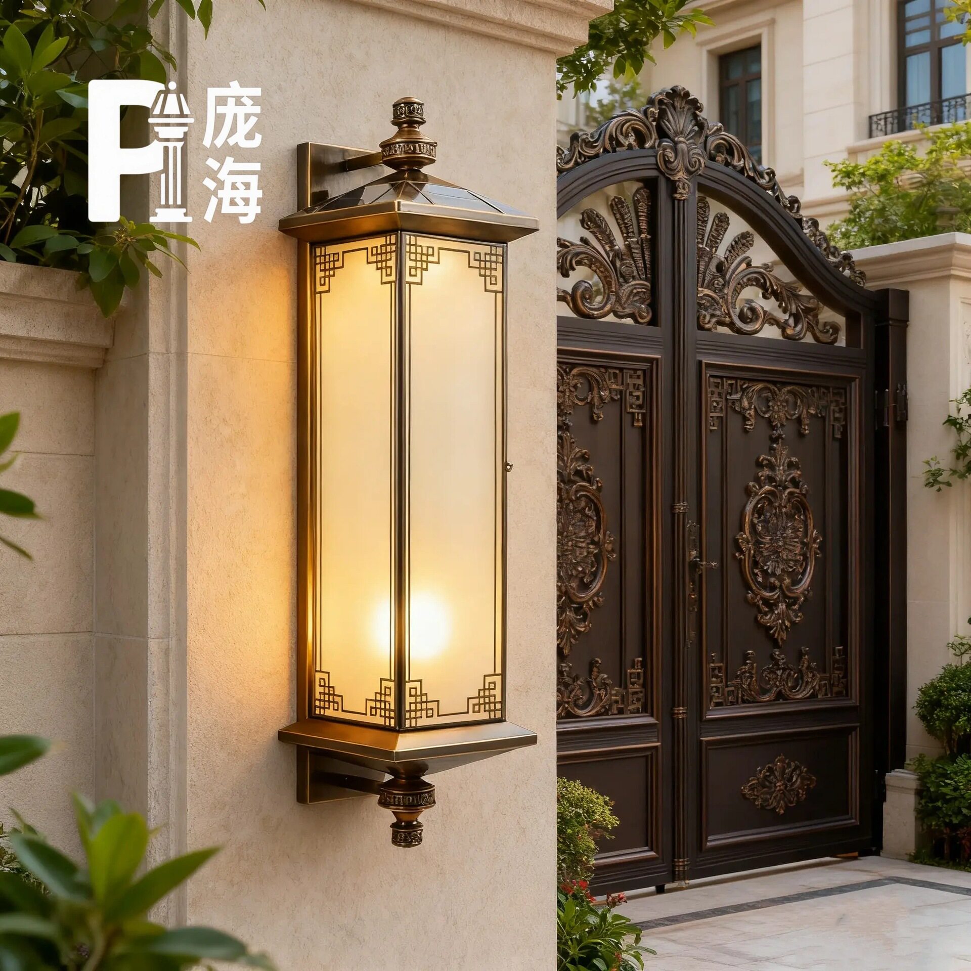 全铜灯室外防水壁灯新中式别墅阳台花园大门灯简约现代柱子庭院灯