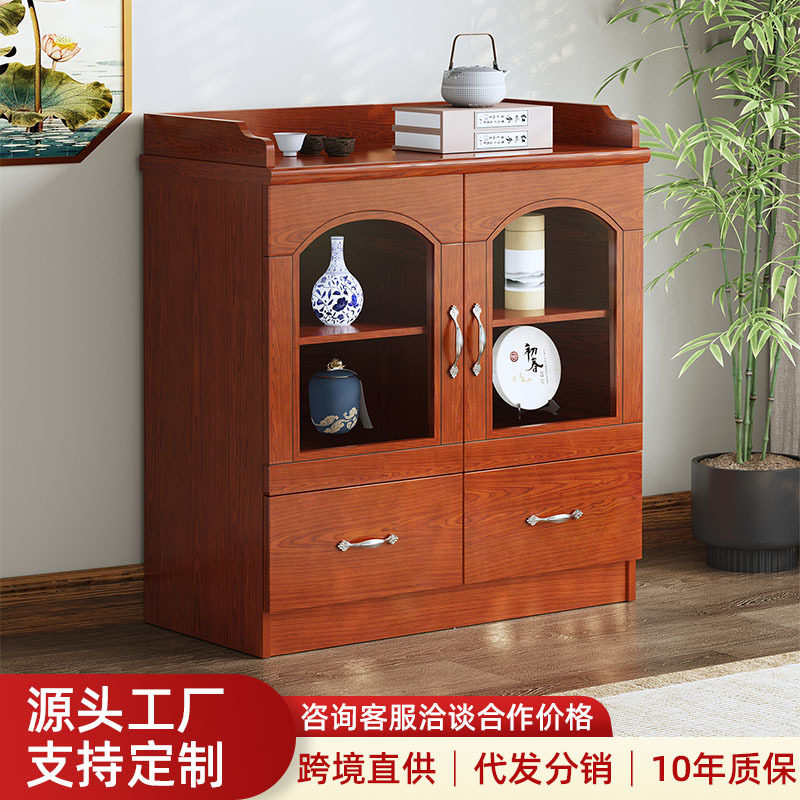 中式茶水柜油漆板式抽屉储物柜餐边柜办公室多功能收纳实木茶边柜