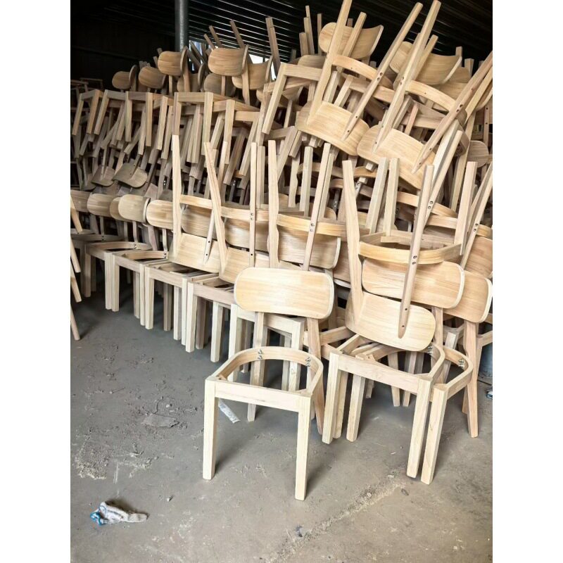 白茬北欧原木色实木牛角椅子现代简约家用休闲餐桌椅餐厅靠背餐椅