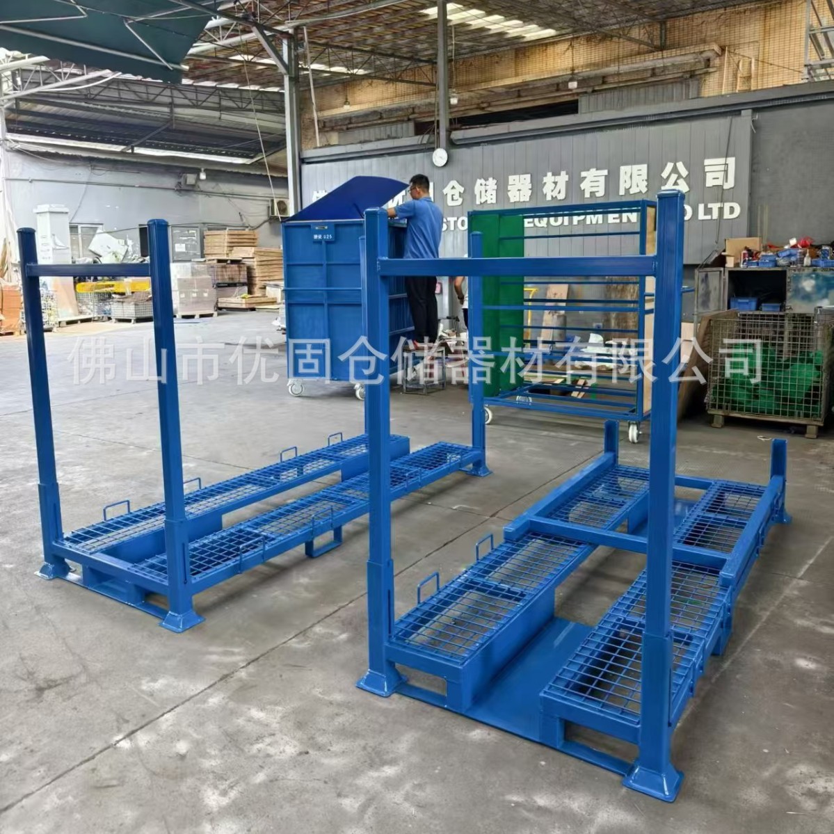 优固折叠摩托车周转架铁架堆垛铁箱仓储运输周转箱物流托运金属架