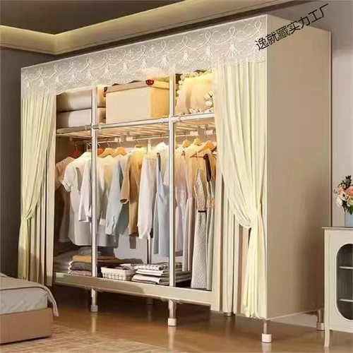 简易衣柜家用布衣柜钢管加粗加固组装卧室宿舍出租屋用收纳衣橱