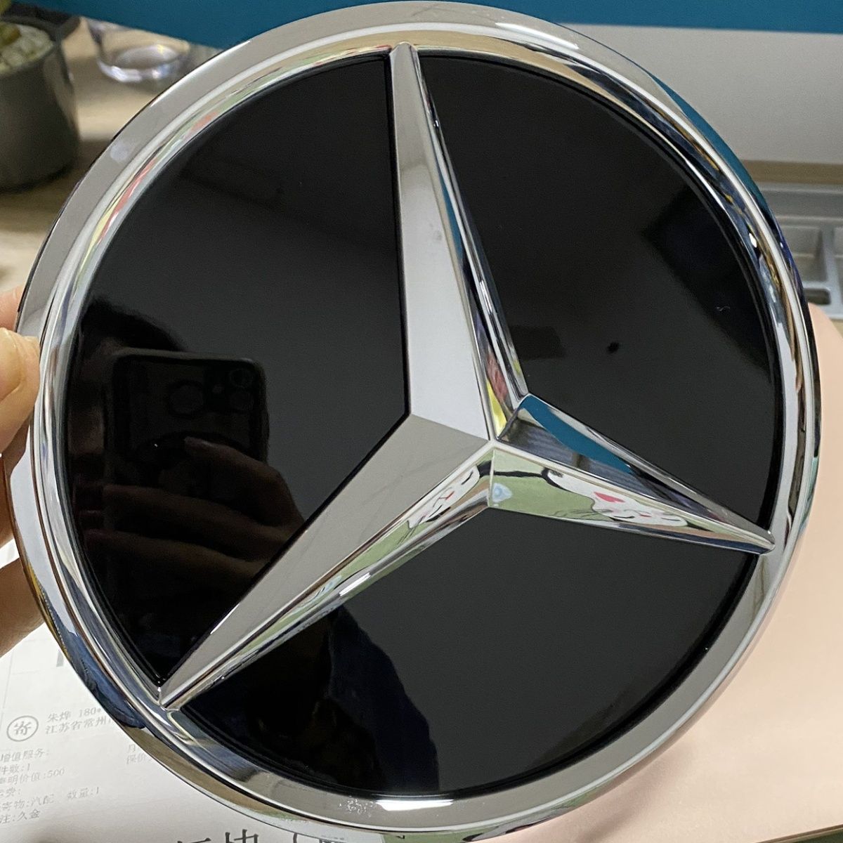 适用奔驰镜面大标C200LE300GLC260A200CLA新款中网立体车标改装