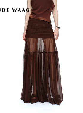 OUDE WAAG 经典 优雅飘逸真丝抽褶度假风半裙