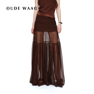 优雅飘逸真丝抽褶度假风半裙 经典 OUDE WAAG