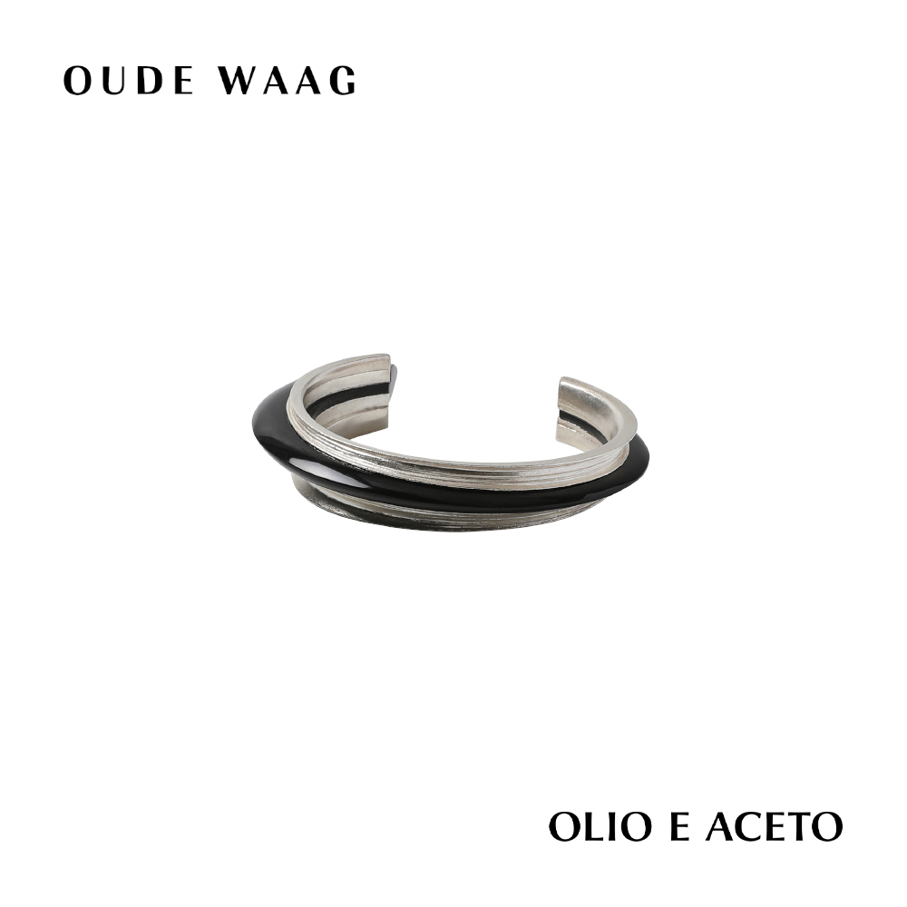 OUDEWAAG纯银黑牛角窄边手镯