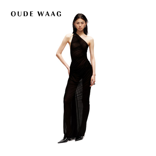 oudewaag亮丝羊毛高领连衣裙