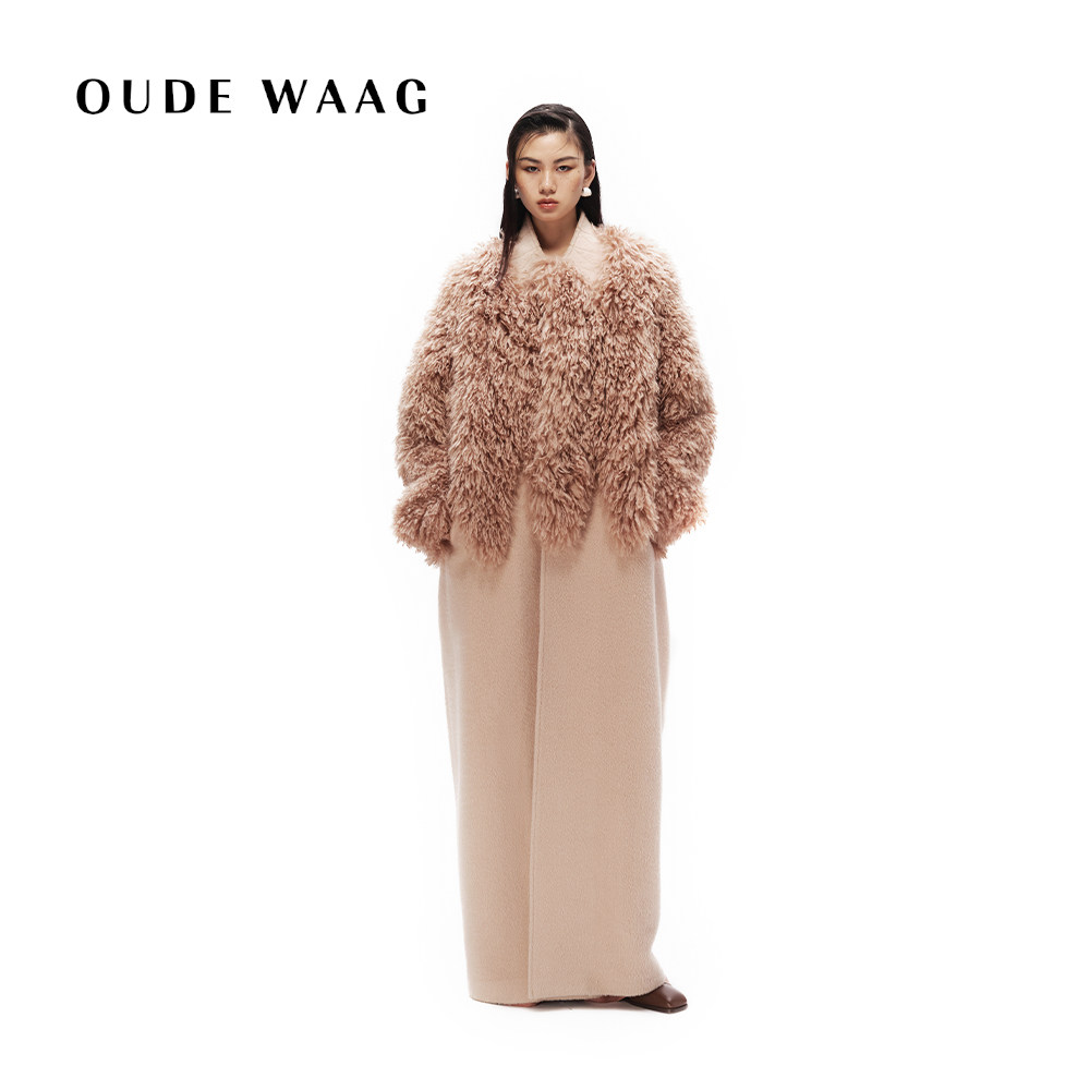 OUDE WAAG  廓形泰迪毛绒拼接女装大衣