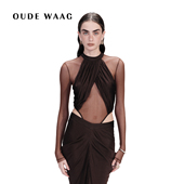 向涵之同款 OUDE WAAG 26春夏新款 优雅性感拼接网纱连体衣