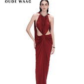 倪妮同款 弹力针织铜氨丝珍珠女装 OUDE WAAG 经典 连衣裙 新年