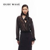 高级质感钉珠网纱透薄V领女装 OUDE WAAG 衬衣