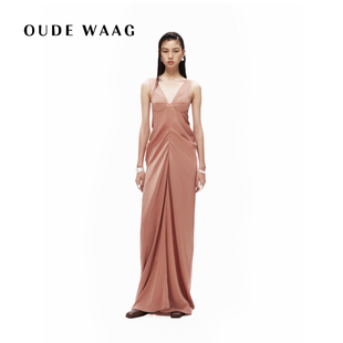 连衣裙 光泽线条吊带V领垂坠女装 OUDE WAAG