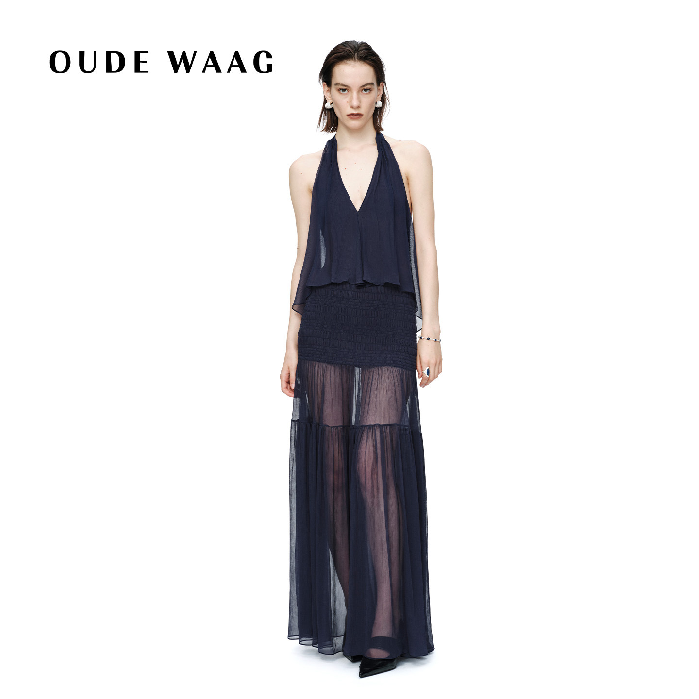OUDE WAAG 26早春新款 优雅灵动真丝乔其纱风语连衣裙