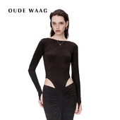 25秋冬新款 OUDE WAAG 简约知性优雅纽结弹力丝绒连体衣