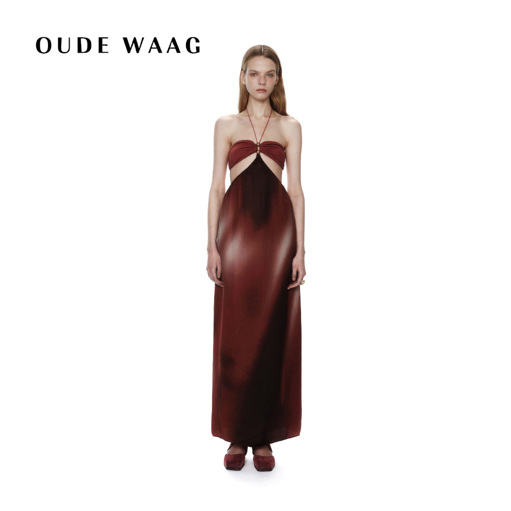 OUDE WAAG 25春夏 优雅设计抹胸挂脖针织女装连衣裙