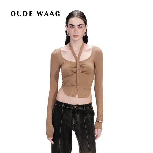 OUDEWAAG优雅亲肤挂脖长袖上衣