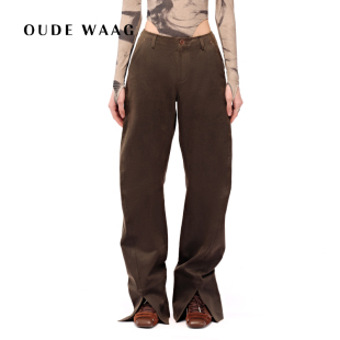 复古休闲随性涂层廓形弯刀长裤 25秋冬新款 WAAG OUDE
