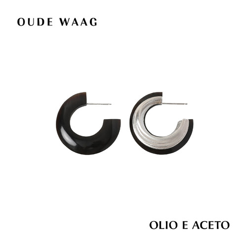 OUDEWAAG新款纯银牛角宽边耳环