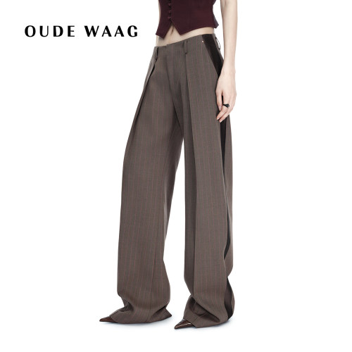 OUDEWAAG秋冬羊毛条纹西装裤