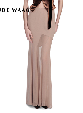 OUDE WAAG 26春夏新款 灵动优雅透视感涟漪拼接半身鱼尾裙