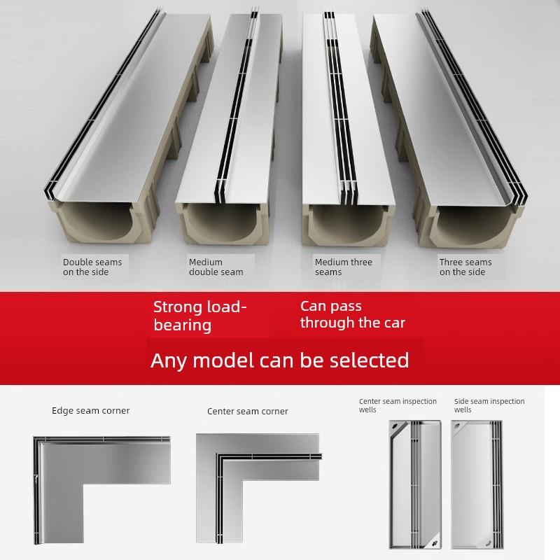 直缝201/304型沟水槽庭院下水道不锈钢隐形线性排水盖
