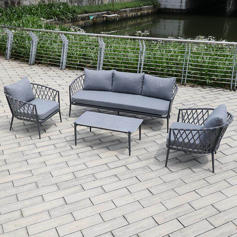 北欧户外藤编沙发组合别墅庭院花园家俱防水设计师室外阳台沙发椅