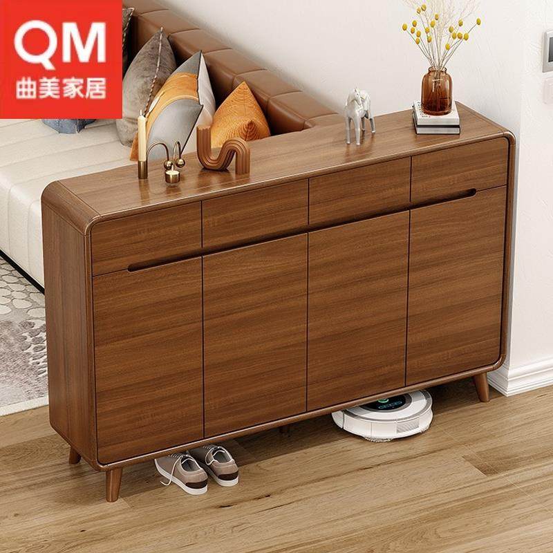曲美家居新中式鞋柜家用门口2025新款爆款入户大容量实木边框玄关