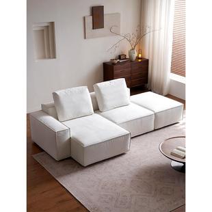 沙发温妮沙发布艺法式轻奢风白色豆腐块可拆洗模块