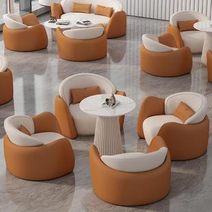 美容院休息区接待会客沙发桌椅组合轻奢会所大厅休闲洽谈单人沙发