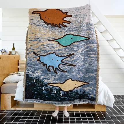 wishmore针织提花披风毯挂毯沙发毯盖毯午睡毯实用生日礼物女生