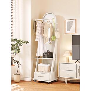全身镜落地镜家用卧室实木旋转穿衣镜挂衣架一体储物试衣镜衣帽架