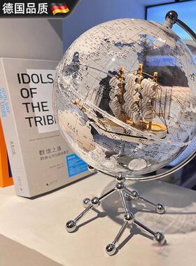 德国帆船地球仪摆件带灯光轻奢高档客厅电视柜办公室装饰品礼物