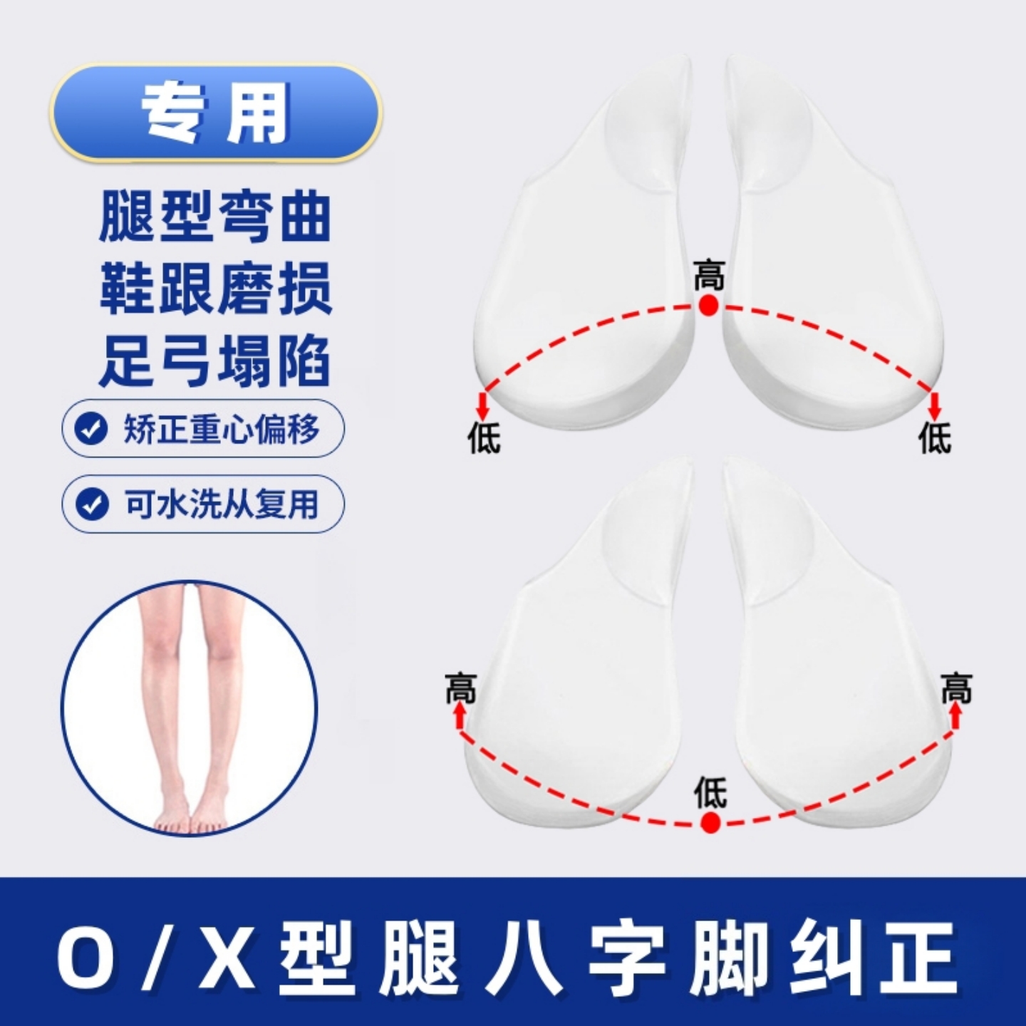 成人直腿神器o型X型小腿外翻矫正鞋垫扁平足弓支撑垫鞋防止鞋底磨 - 封面