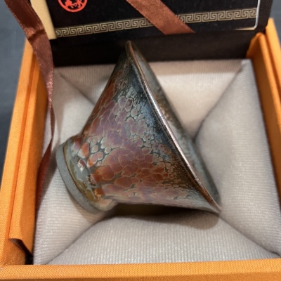 建盏 紫金油滴斗笠杯 建盏茶杯主人杯陶瓷功夫茶具品茗客杯杯