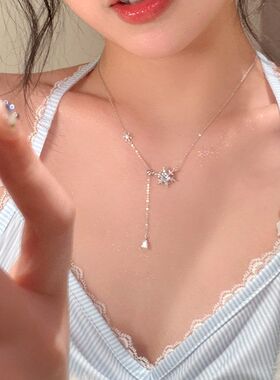 满天星雪花流苏项链女小众气质