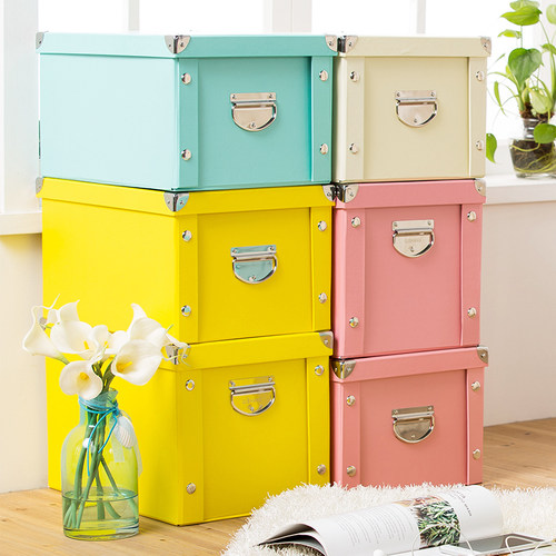 纸质收纳箱摺叠书箱学生储物盒子家用整理箱抽屉式纸箱办公文件筐