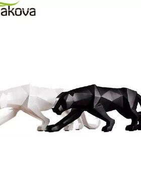 极速ERMAKOVA Panther Statue Animal Figurine Abstract Geometr