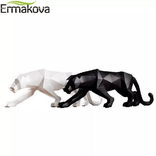 极速ERMAKOVA Panther Statue Animal Figurine Abstract Geometr