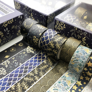 极速10 set pcs sky Black Leaves starry Washi Tape gold