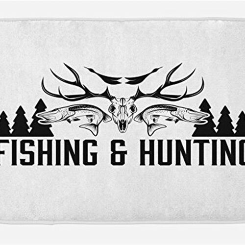 极速Ambesonne Hunting Bath Mat, Hunting and Fishing in
