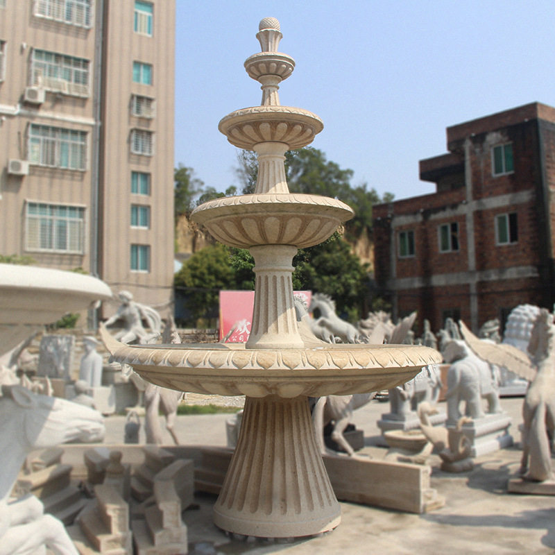 石雕喷泉欧式水景多层水钵景观石装饰 假山流水摆件庭院鱼池户外