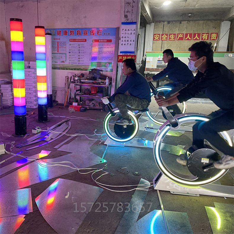 户外亲子无动力脚踏发光喷水单车