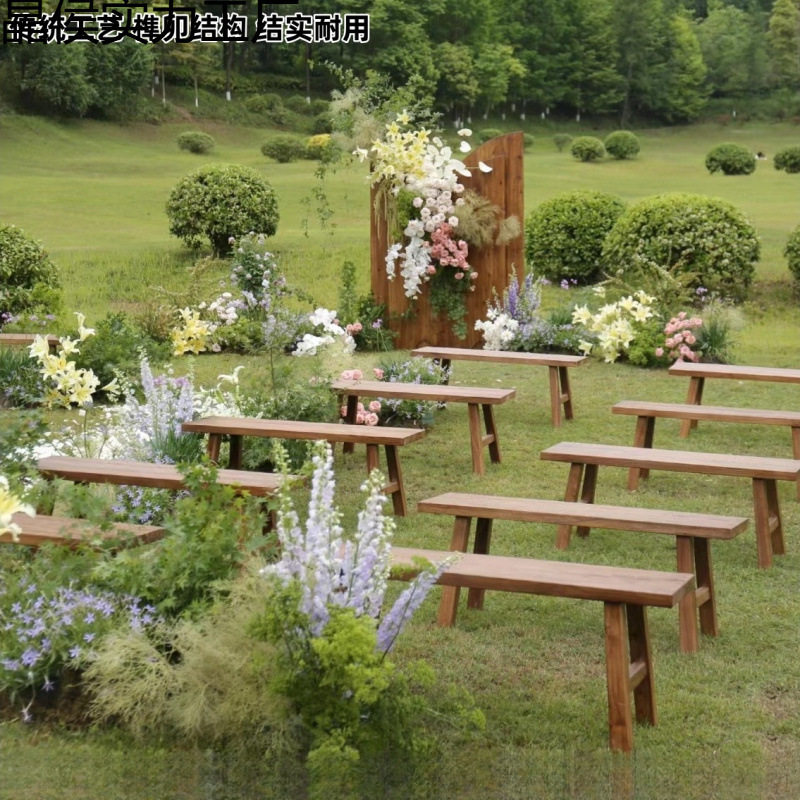 户外婚礼实木长条凳中式实木长凳黑色长凳白色长凳火锅长凳可直销