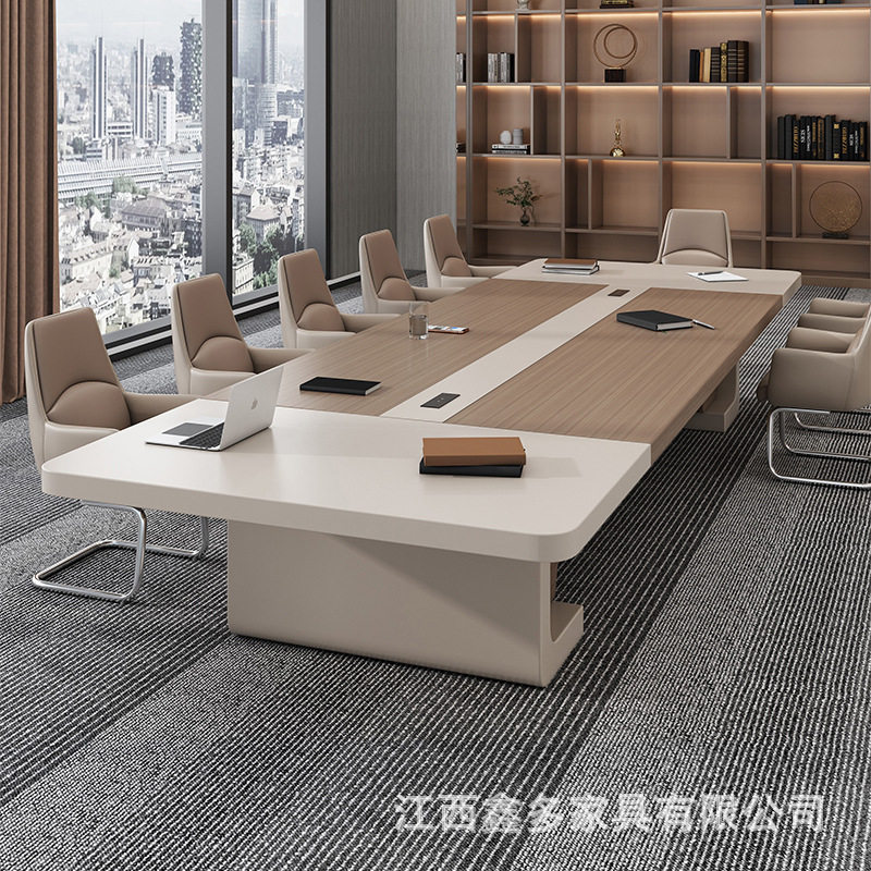 简约现代大型长条会议洽谈桌椅