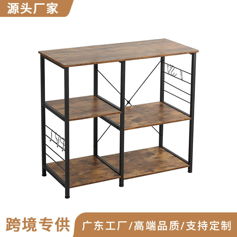 厨房切菜板三层储物架家庭收纳架厨房落地多层微波炉支架